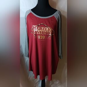 Harley-Davidson 120th Anniversary Speedbird Diamond Knit Top Women's Red/Grey 3X